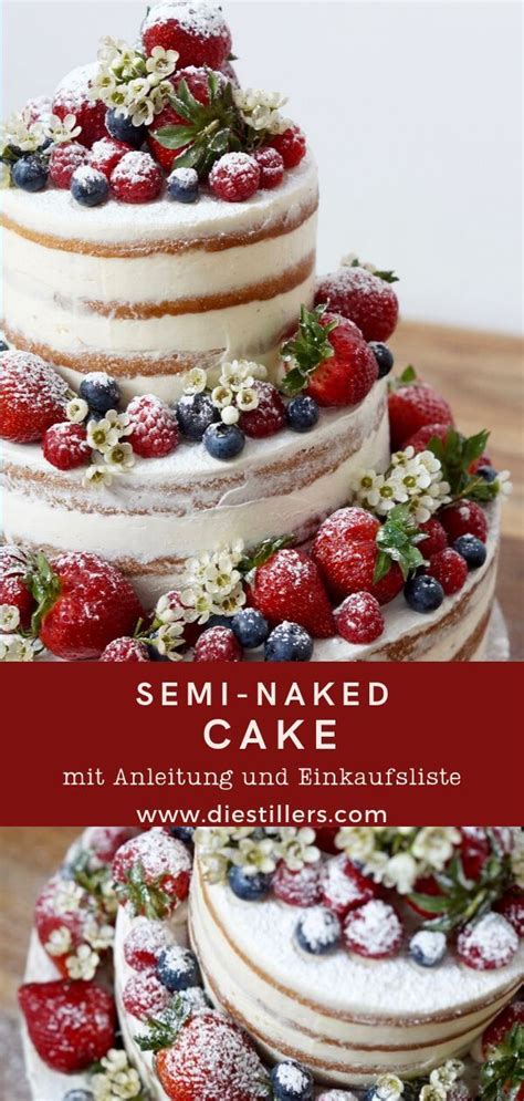 Mandel-Bienenstich Naked Cake mit Beeren