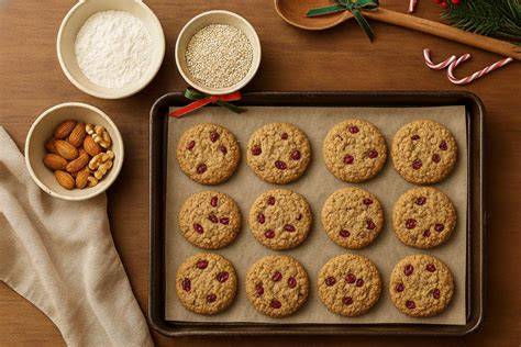 Mandel-Cranberry-Quinoa-Cookies auf Blech