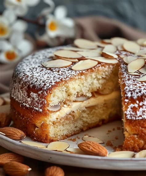 Mandelkuchenboden und Mandeldrink-Puddingcreme