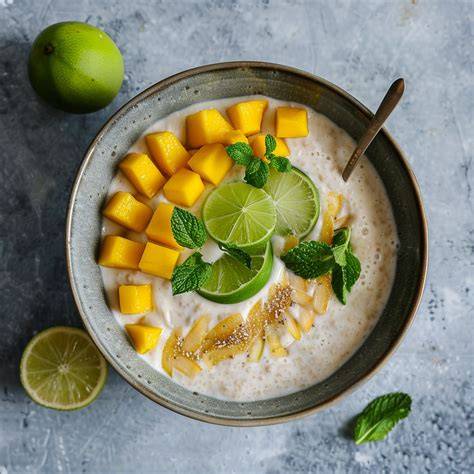 Mango, Limette und Nüsse als Zutaten