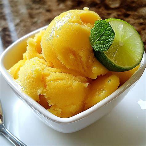 Mango Sorbet Zutaten und Gefrierprozess