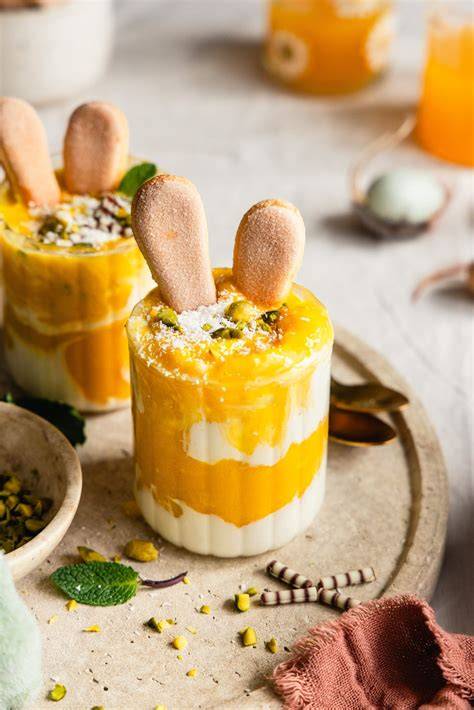 Mango Sorbet im Glas mit Minze