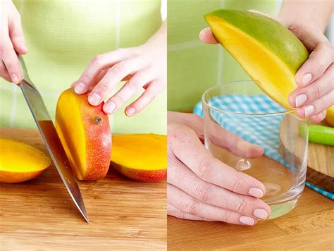 Mango schneiden Glas-Trick und Mango-Igel