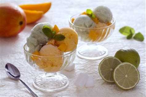 Mango-Eistee-Sorbet mit Minze