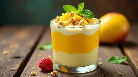 Mango-Parfait mit Kokosraspeln
