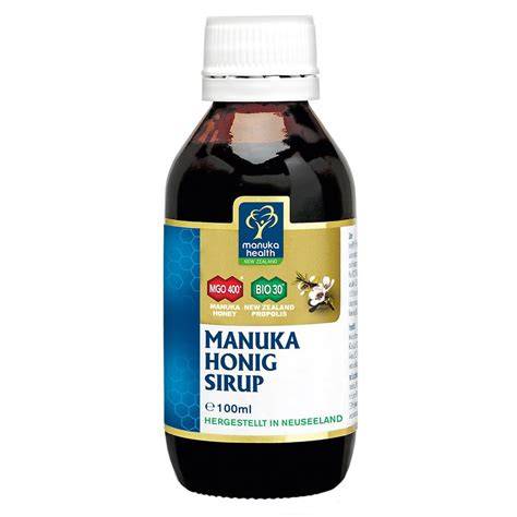 Manuka Honig Sirup Dosierlöffel und Flasche