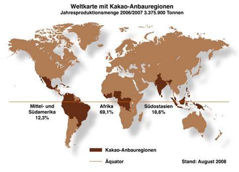 Map: Haupt-Anbauländer von Kakao weltweit