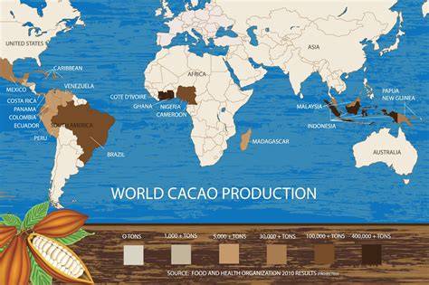 Map of Ecuador with highlighted cacao growing regions
