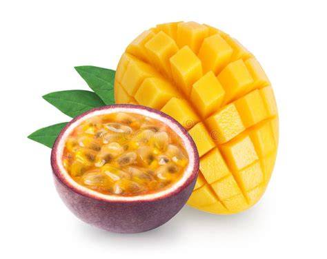 Maracuja und Mango auf einem Teller