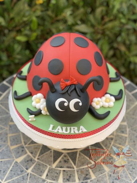Marienkäfer Torte dekoriert - Flügel, Kopf und Fühler