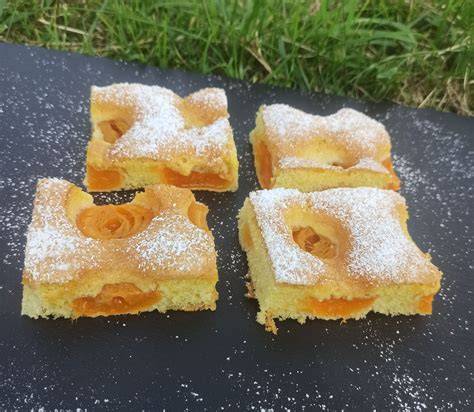 Marillenfleck auf Backblech, angeschnitten