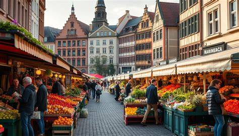 Marktplatz von Finchwick mit Ständen