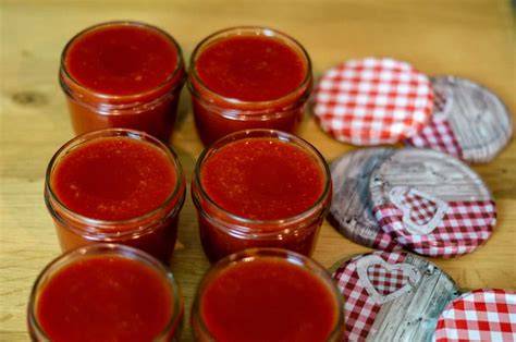 Marmelade in sterilisierte Gläser füllen