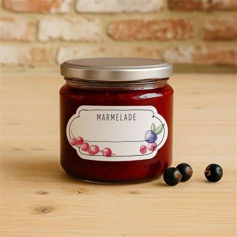 Marmeladen-Gläser mit Etiketten