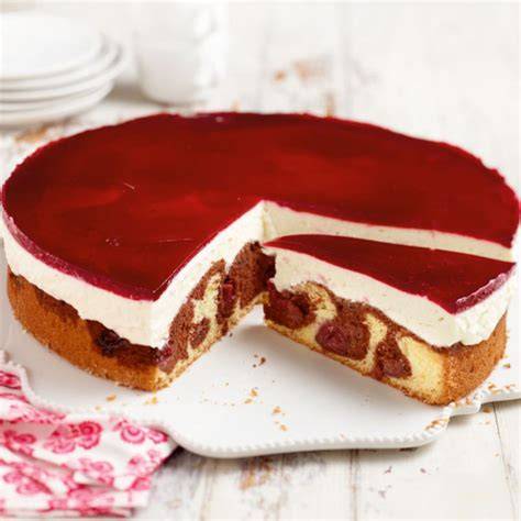 Marmorierter Boden der Rotkäppchen-Torte