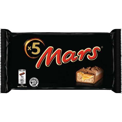 Mars Schokoriegel Packung und Querschnitt