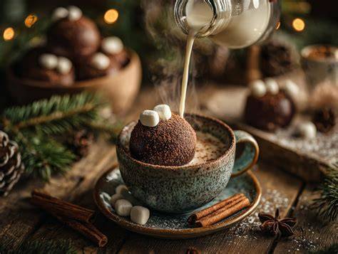 Marshmallows schmelzen in Milch, Mischung wird zur Creme gerührt
