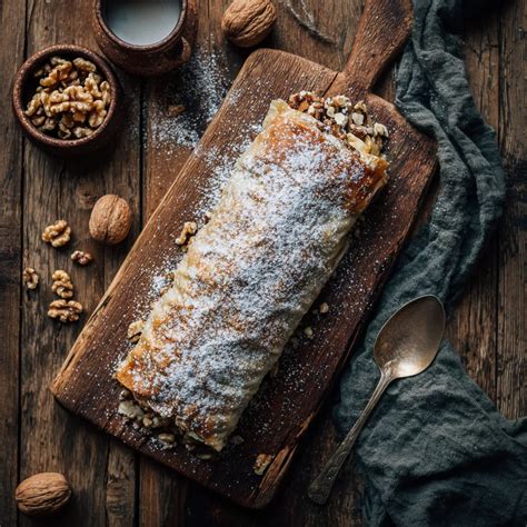 Marzipan-Osterzopf auf Holzbrett mit Nüssen, Glasur und Frühlingsdeko