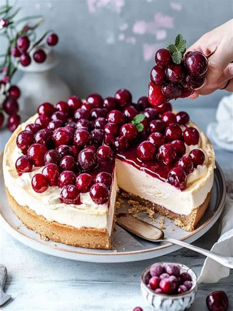 Mascarpone-Kirsch-Torte auf festlicher Tafel