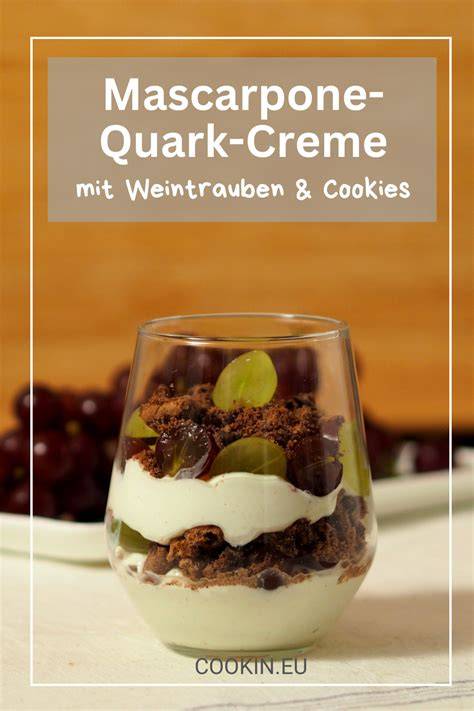 Mascarpone-Quark-Creme mit halbierten Weintrauben