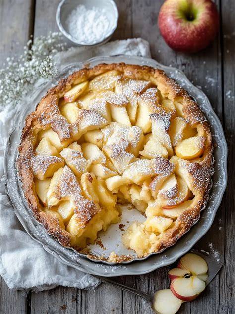 Mascarpone-Sahne-Creme neben einem frisch gebackenen Apfelkuchen
