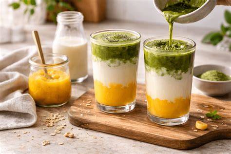Matcha-Latte ohne Zucker - gesund, cremig, modern