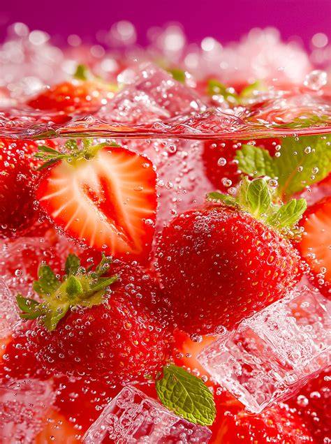 Mate-Limonade mit Beeren, Minze und Eiswürfeln