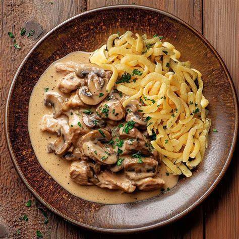 Medallions mit Champignon-Trüffel-Sahnesauce und Beilagen