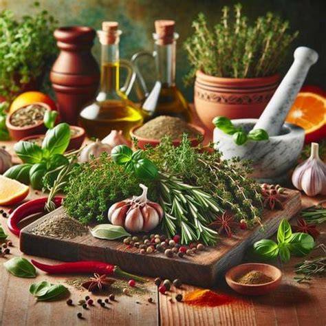 Mediterrane Diät-Komponenten: Kräuter und Gewürze