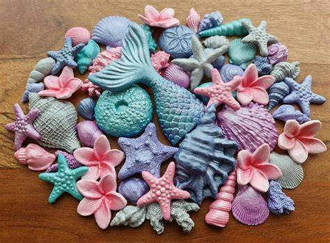 Meerjungfrau-Fondant Deko: Flosse, Muscheln, Algen