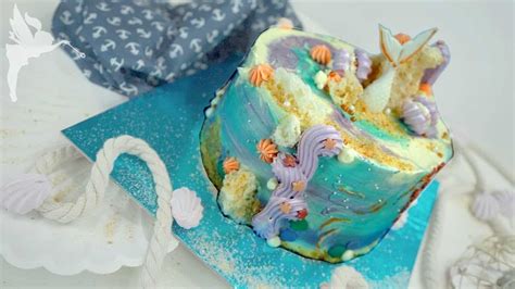 Meerjungfrauen-Torte ohne Fondant mit Haferkeks-Sand