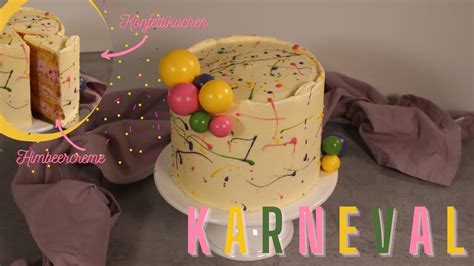 Mehrschichtige Faschingstorte beim Schichten und Verzieren
