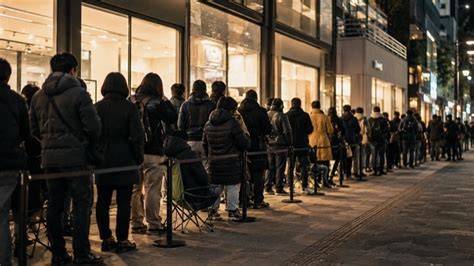 Menschen an einer Lindt-Filiale (Schlangen vor Verkaufsstart)