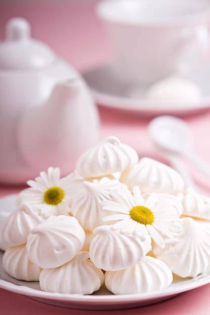 Meringues auf einem Teller - verschiedene Formen