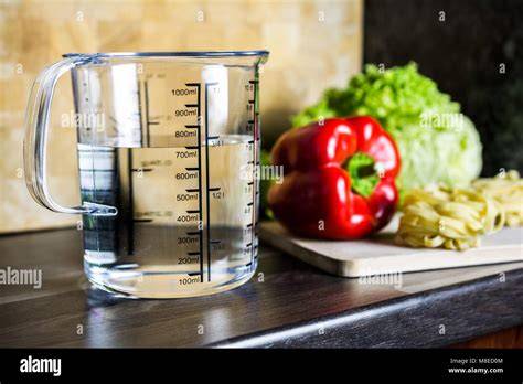 Messbecher mit Wasser zur Fassungsbestimmung