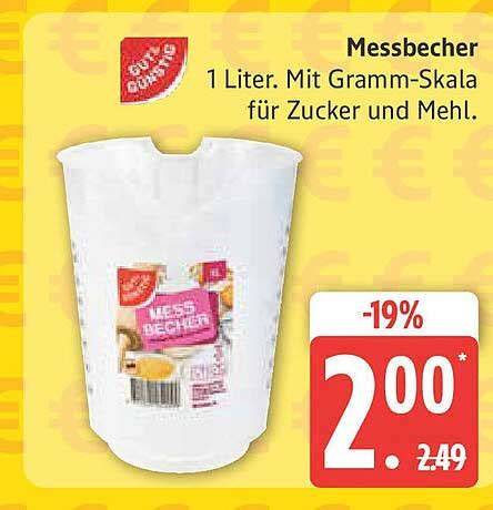 Messbecher mit Zucker und Markierungen (Cup-Gramm)