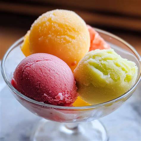 Metallschüssel im Gefrierfach mit Sorbet während des Gefrierens