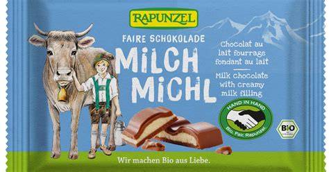 Milch‑Michl Tafel und Verpackung