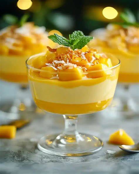 Milde, cremige Desserts: Mango-Joghurt-Grießbrei im Glas