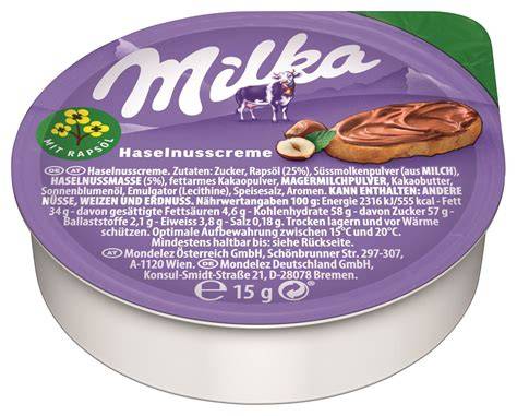 Milka Haselnusscreme Glasvorderseite