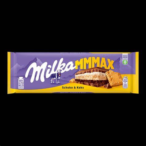 Milka MMMAX Schoko & Keks Tafel - Aufteilung in Segmente und sichtbare Keksstücke