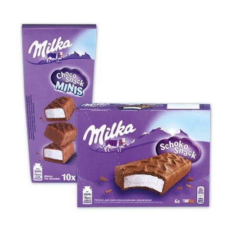 Milka Schoko Snack Packung und Snack geöffnet