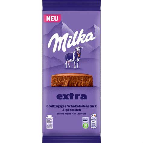 Milka Tafel mit Marzipan-Crème aufgeschnitten, Querschnitt Füllung