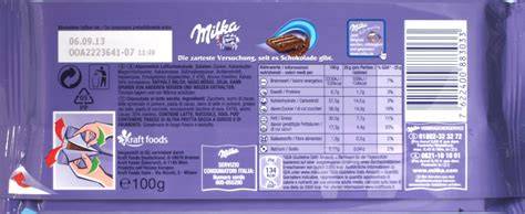 Milka Tafel und Zutatenliste