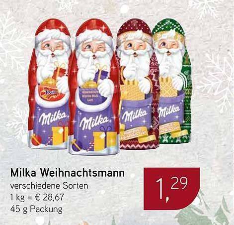 Milka Weihnachtsmann in verschiedenen Designs und Sorten