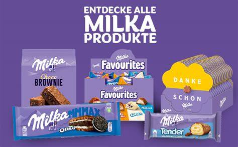 Milka-Sortiment mit weißen und schwarzen Schokoladen