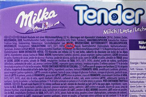 Milka-Tafeln und Zutatenliste