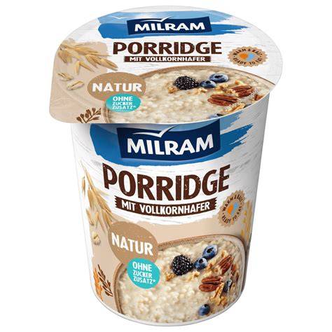 Milram Porridge Natur mit Banane und Schokolade
