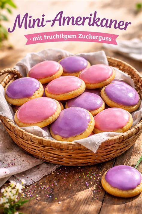 Mini Amerikaner halb weiß, halb mit Kakao-Glasur