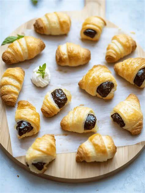 Mini Croissants auf einem Brunch-Buffet neben Beeren